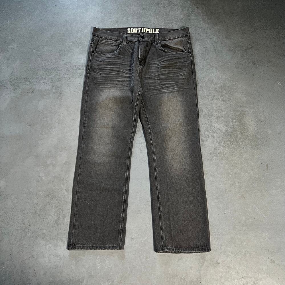 SouthPole Relaxed Straight Men's 38x32 Jeans Gray Baggy Denim